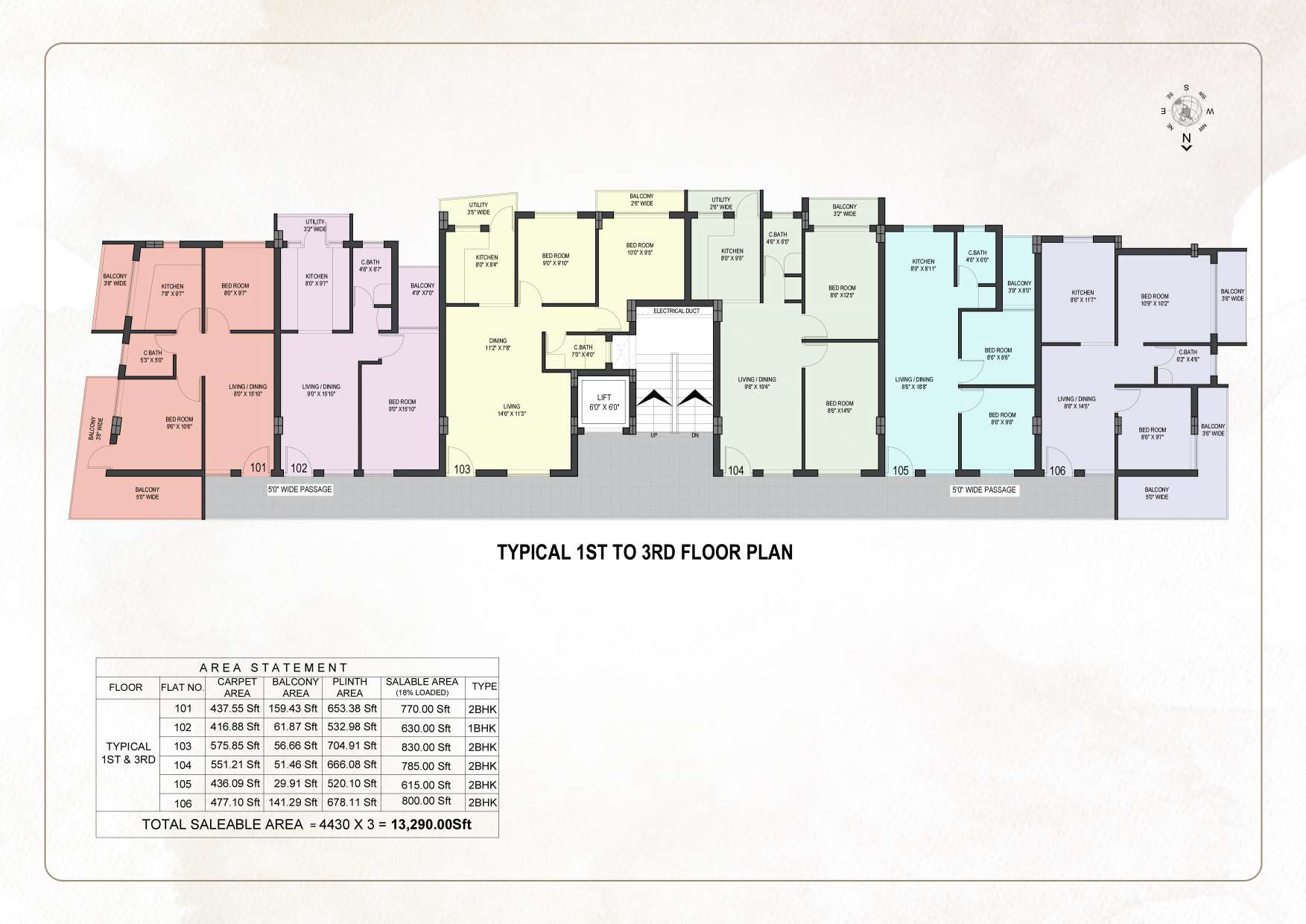 Typical 1st to 3rd Floor Plan